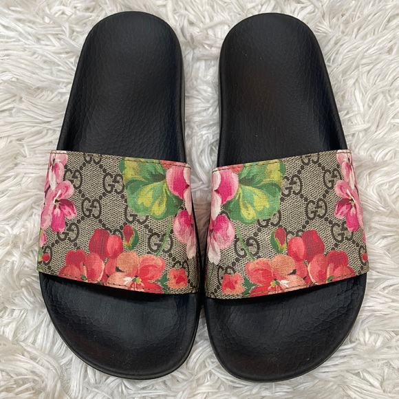 Gucci Shoes Gucci Gg Bloom Supreme Black Floral Slide Sandal Size 8